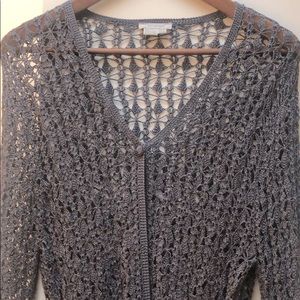 Zara crochet top, 100% viscose, blueish grey.